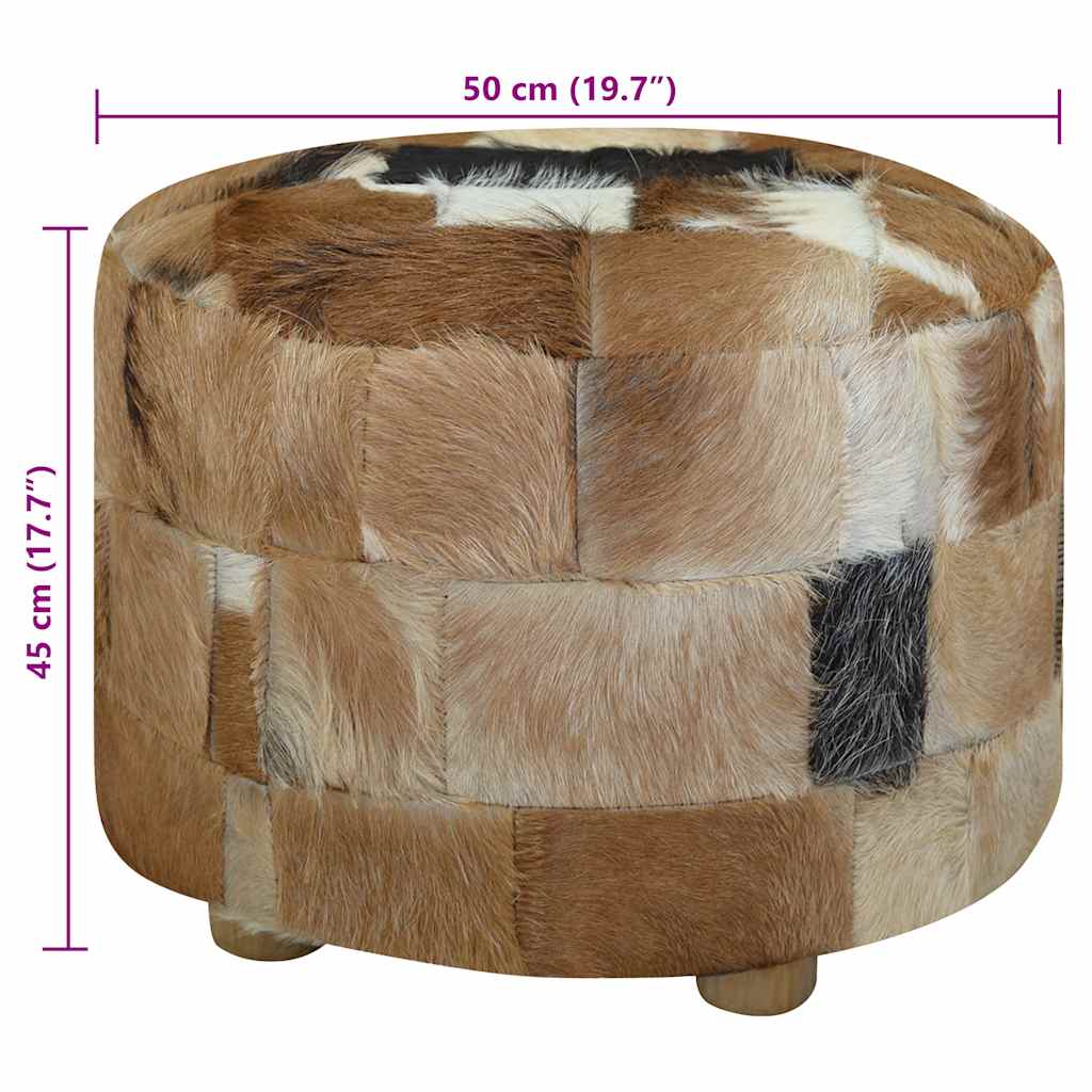 Hocker Ziegenleder Rund 50x50x45 cm