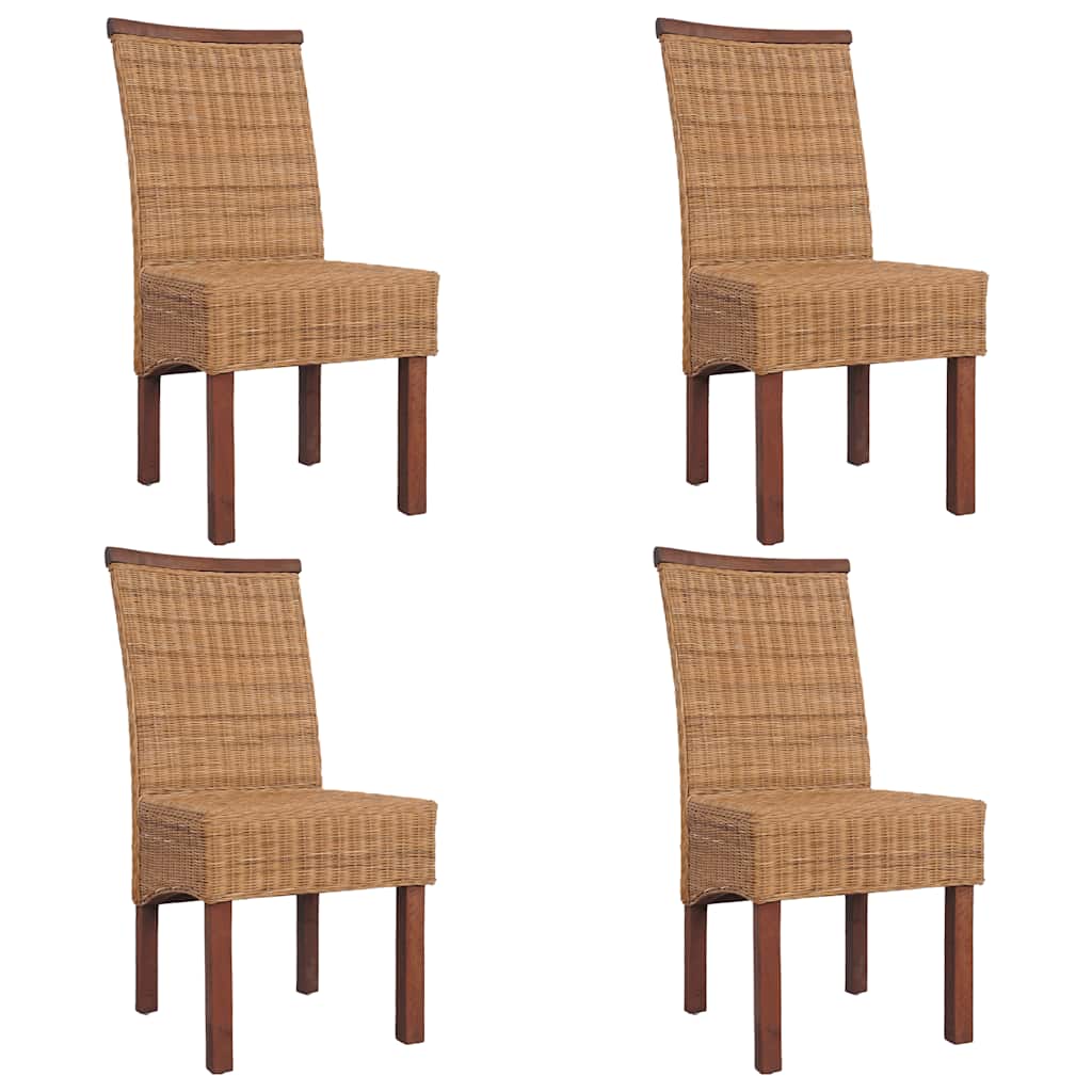 Esszimmerstühle 4 Stk. Braun Natur Rattan