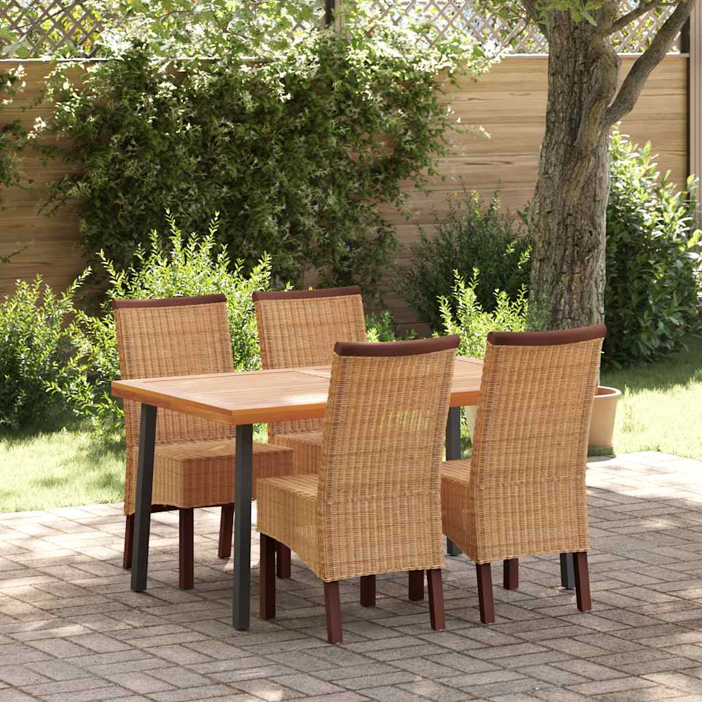 Esszimmerstühle 4 Stk. Braun Natur Rattan