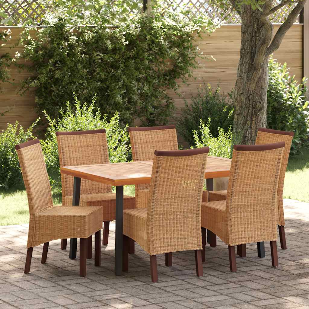Esszimmerstühle 6 Stk. Natur Rattan Braun
