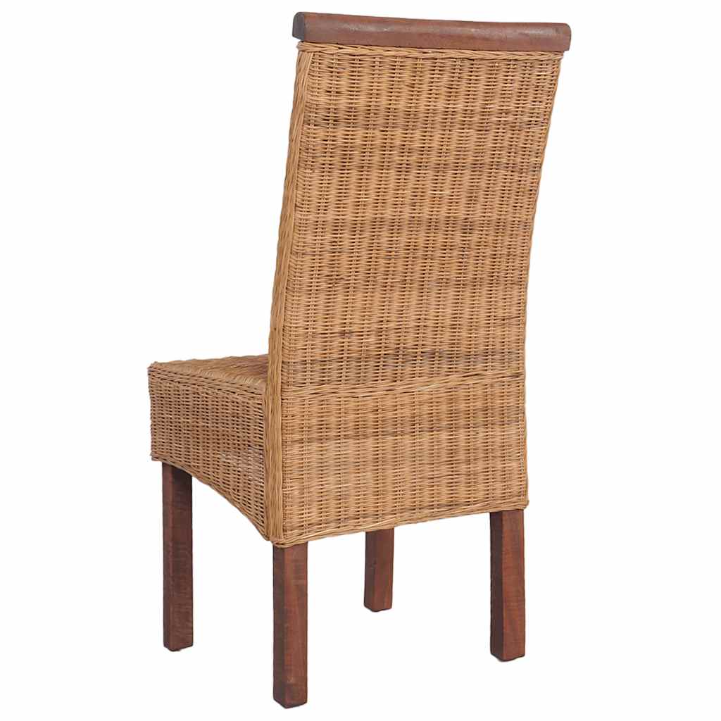 Dining room chairs 6 pcs. Natural rattan brown
