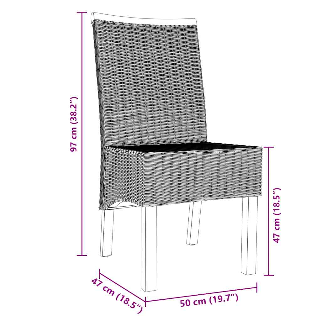 Dining room chairs 6 pcs. Natural rattan brown
