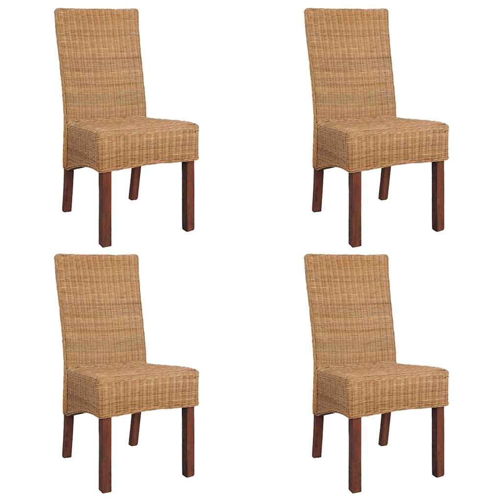 Esszimmerstühle 4 Stk. Braun Natur Rattan