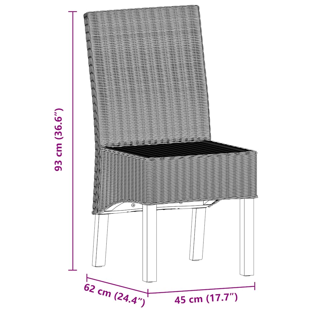 Esszimmerstühle 4 Stk. Braun Natur Rattan