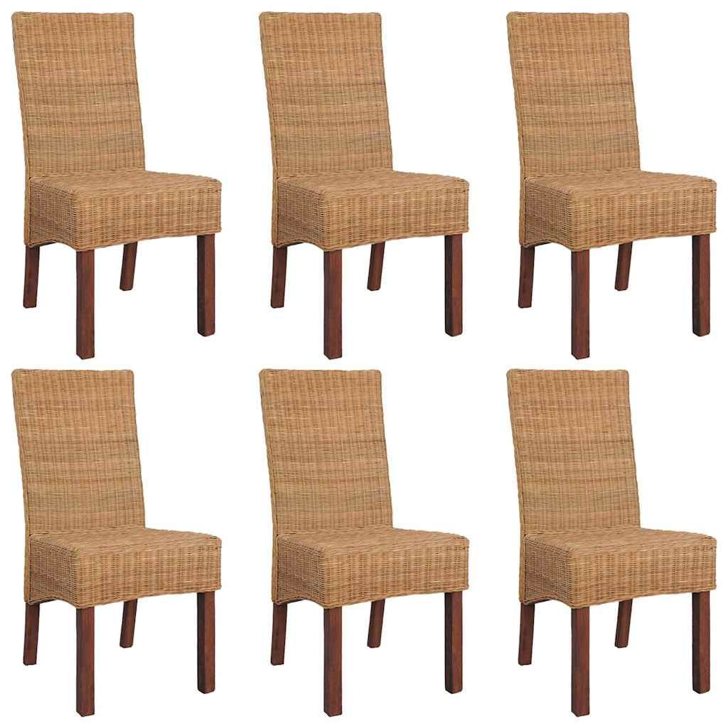 Esszimmerstühle 6 Stk. Natur Rattan Braun