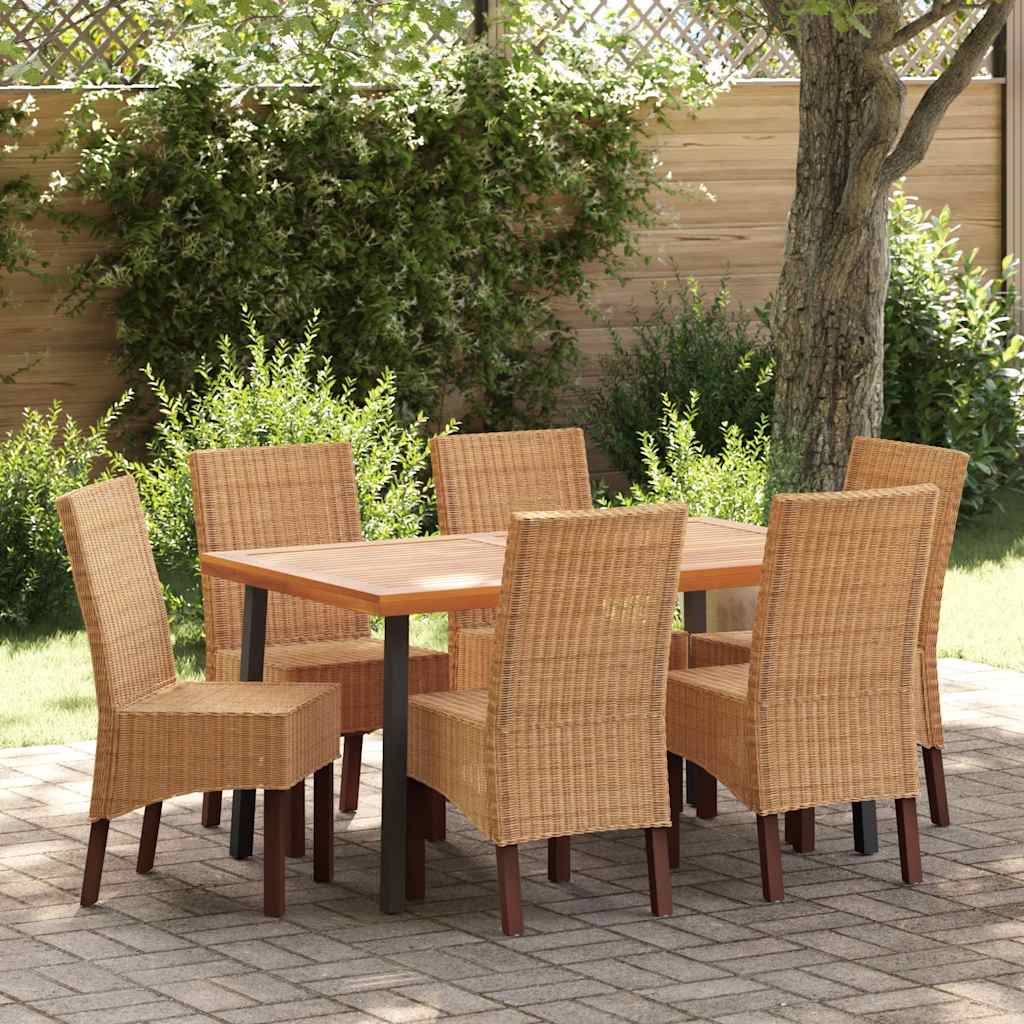 Esszimmerstühle 6 Stk. Natur Rattan Braun