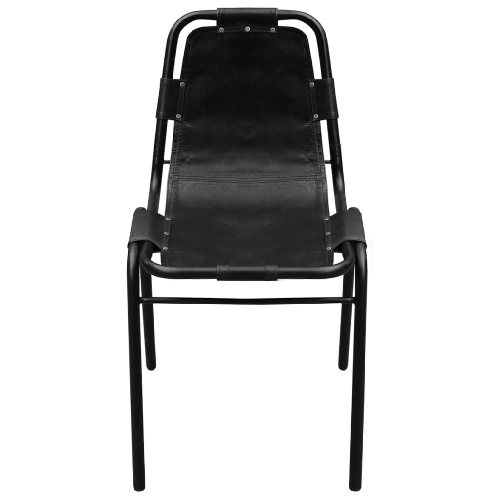 Dining chairs 6 pcs. Black genuine leather