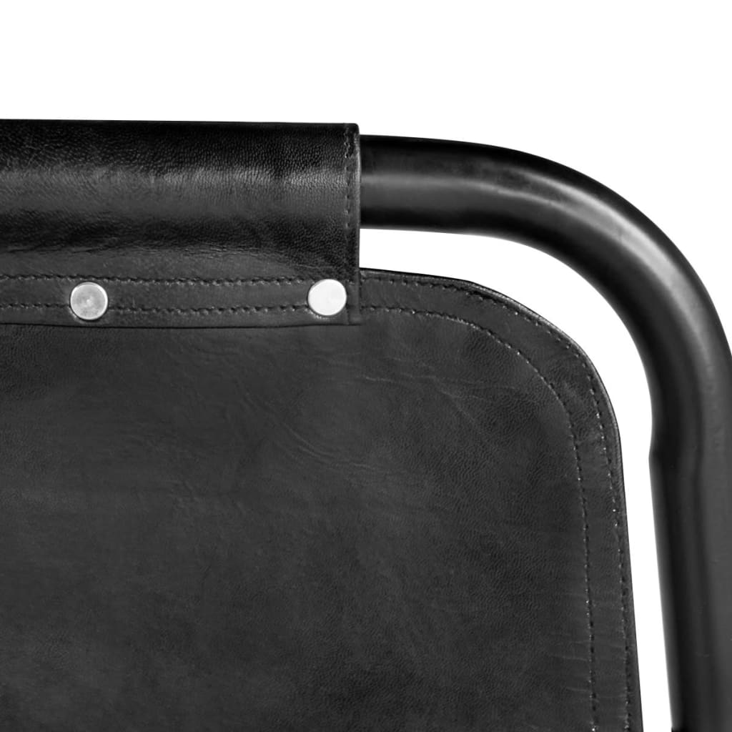 Dining chairs 6 pcs. Black genuine leather