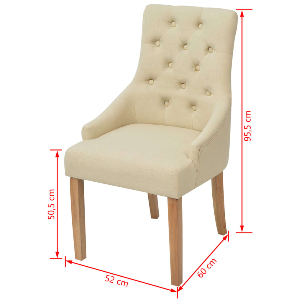 Dining chairs 6 pcs. Cream white fabric