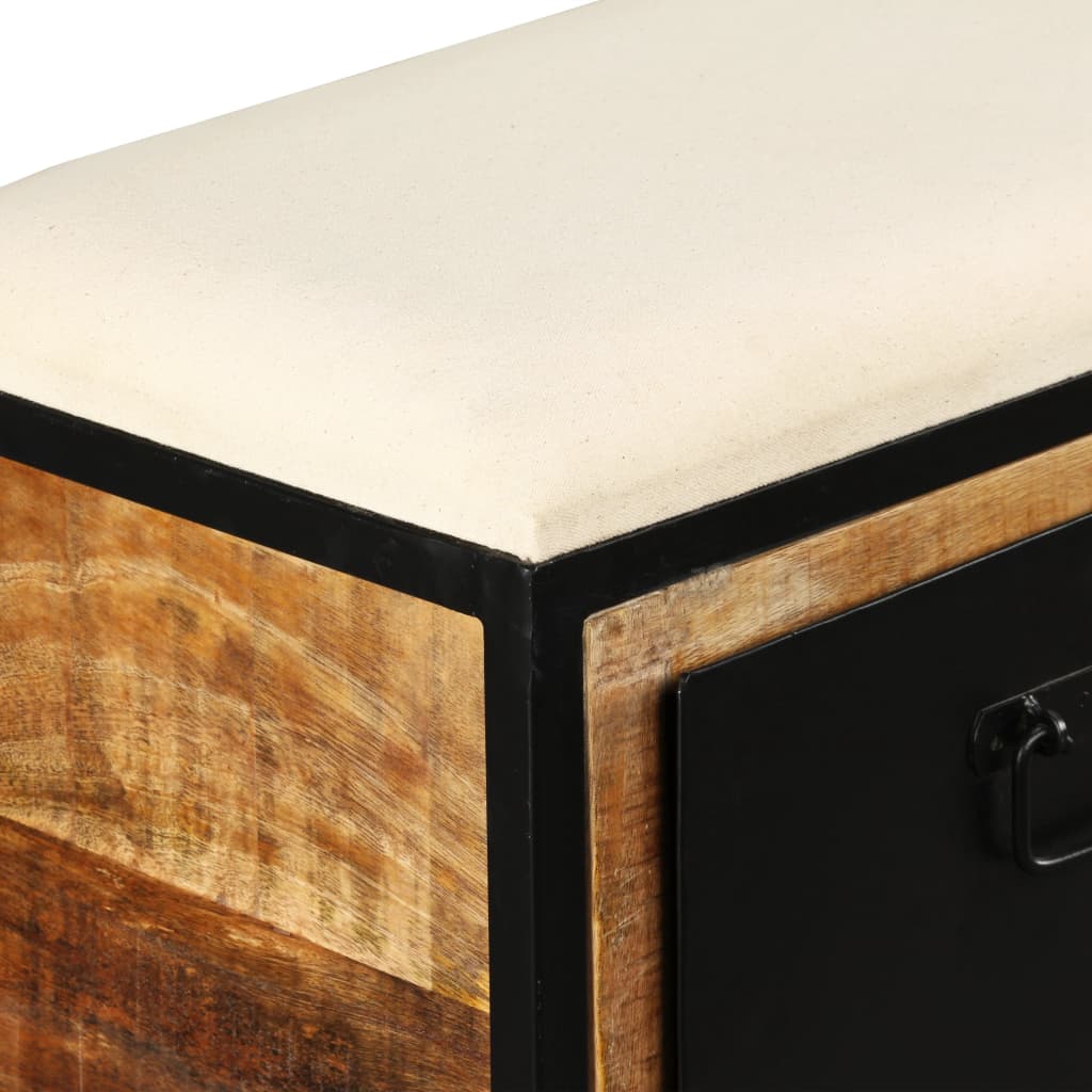 Storage bench with 3 drawers, solid mango wood, 120x30x40 cm