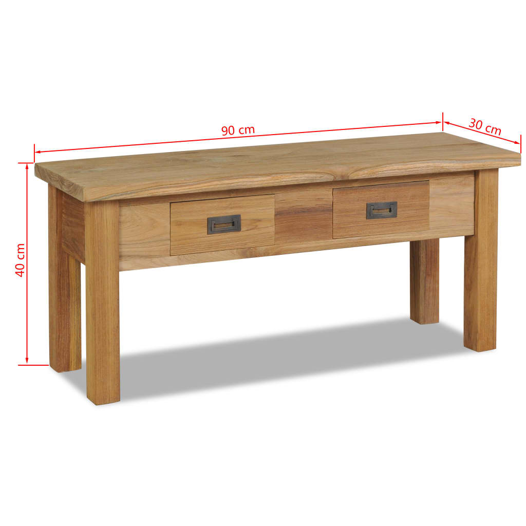 Hall bench solid teak 90 x 30 x 40 cm