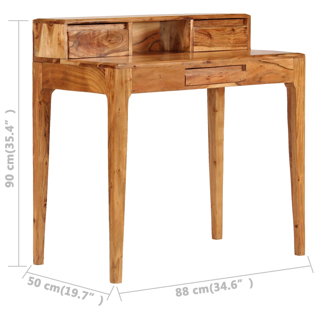 Desk with drawers solid wood 88 x 50 x 90 cm