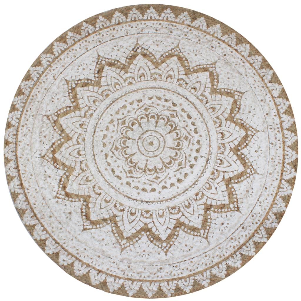 Jute Braided Printed Rug 150 cm Round