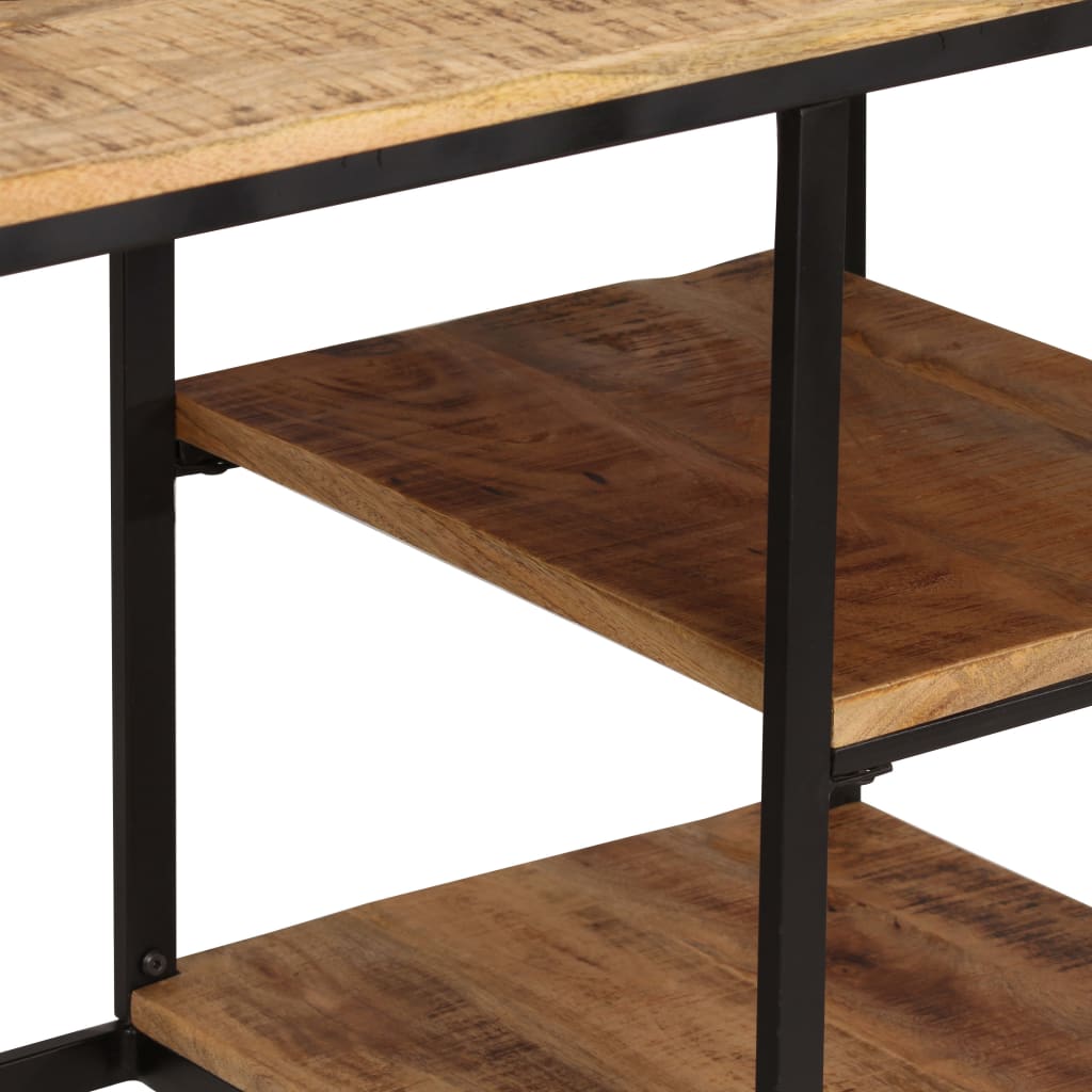 Desk with folding stool made of solid mango wood 115 x 50 x 76 cm