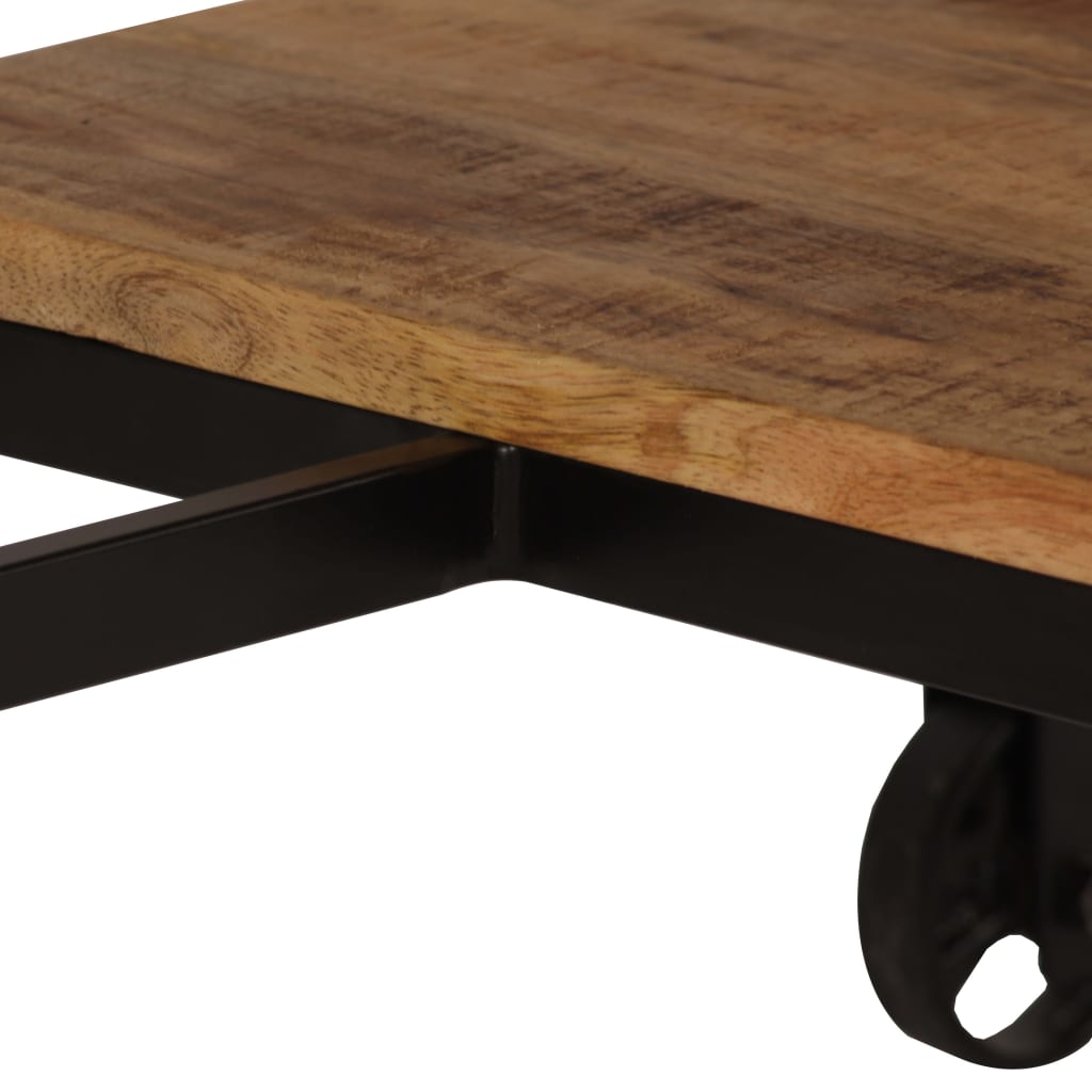 Desk with folding stool made of solid mango wood 115 x 50 x 76 cm