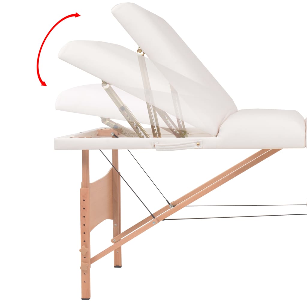 Massage table 3-zone foldable 10 cm seat white