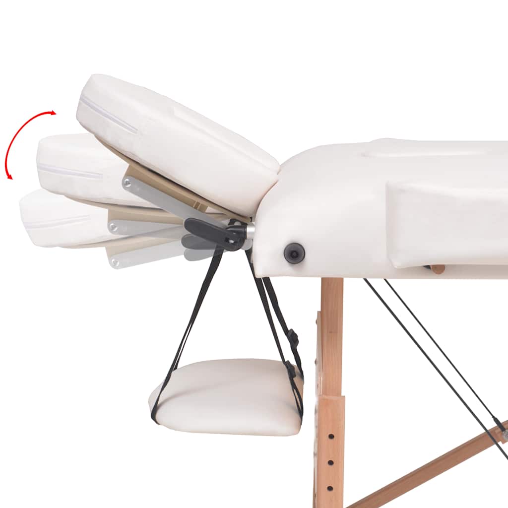 Massage table 3-zone foldable 10 cm seat white