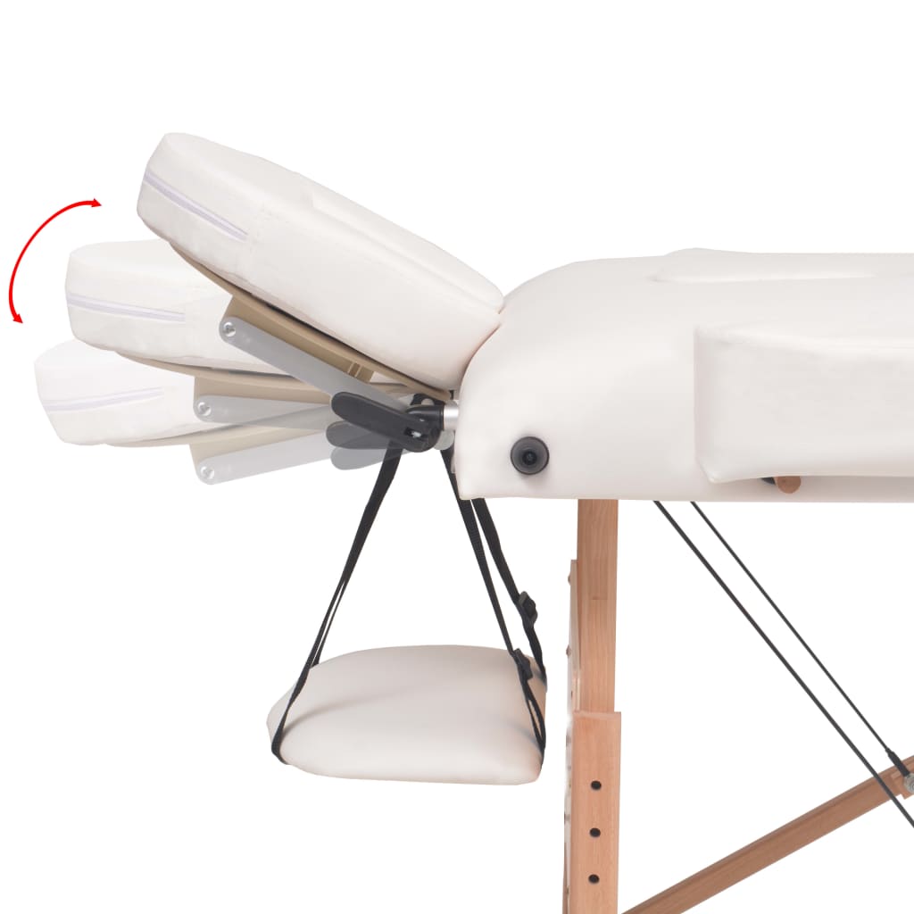 Massage table 3-zone with stool foldable 10 cm seat white
