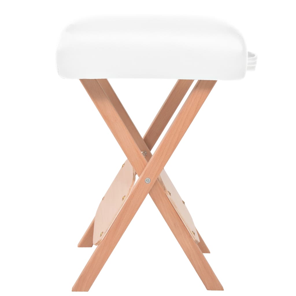 Massage table 3-zone with stool foldable 10 cm seat white