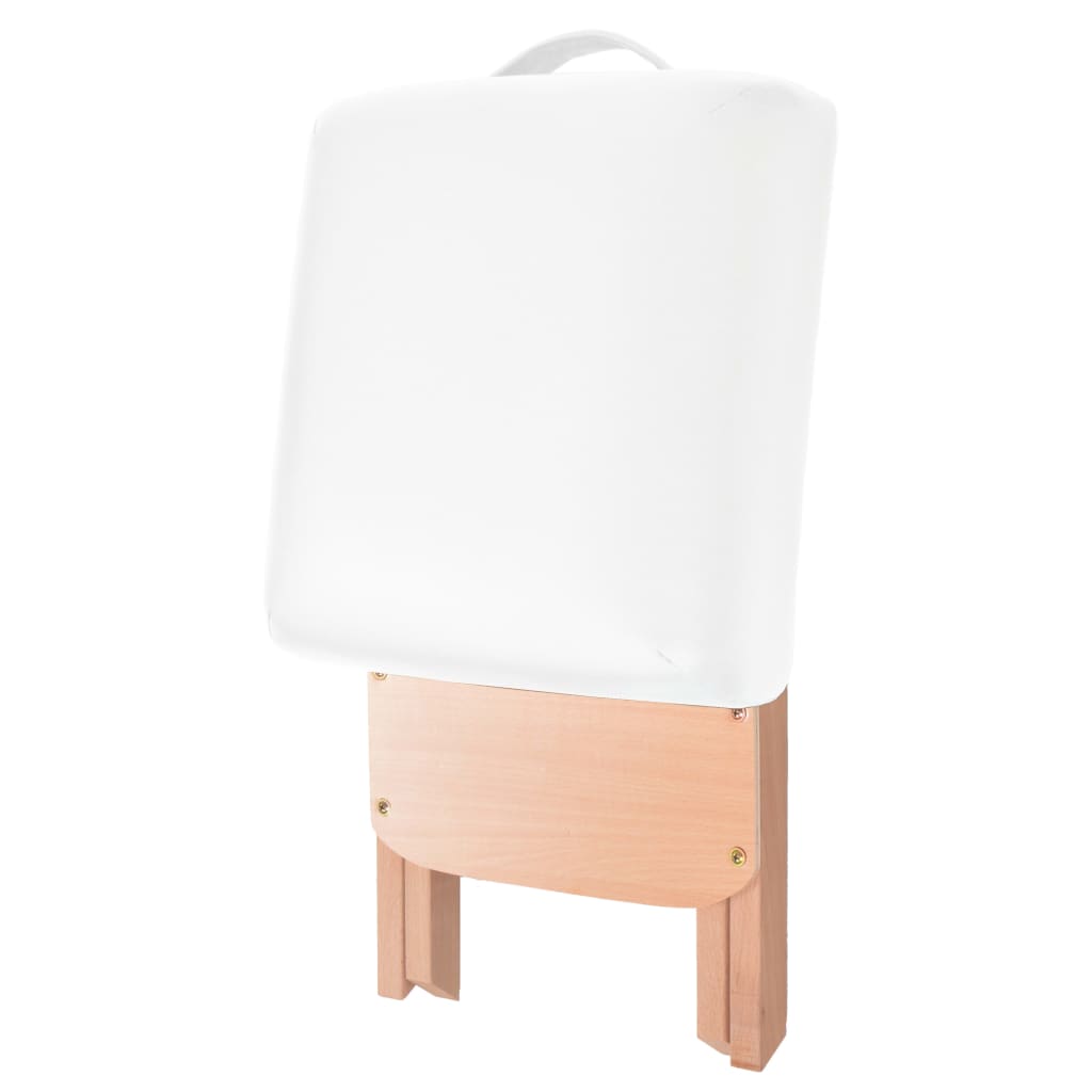 Massage table 3-zone with stool foldable 10 cm seat white