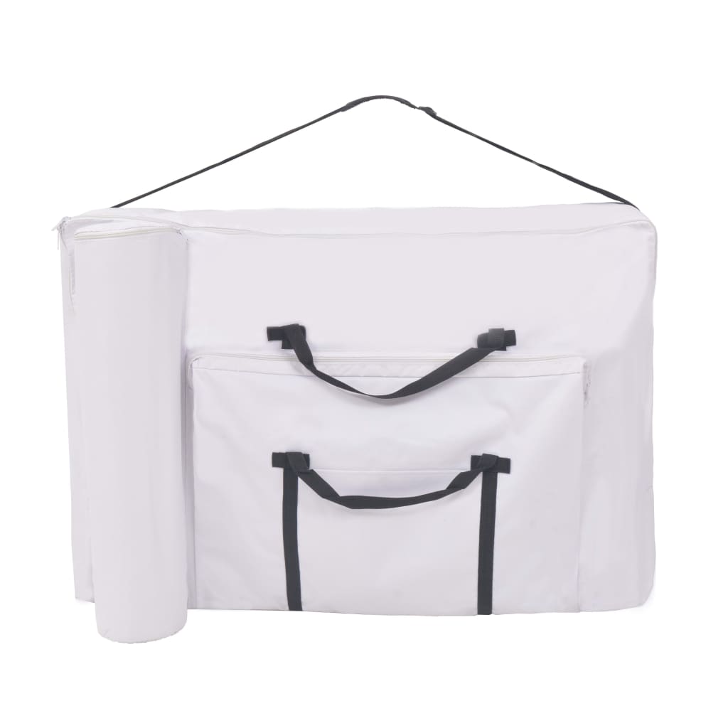 Massage table 3-zone with stool foldable 10 cm seat white