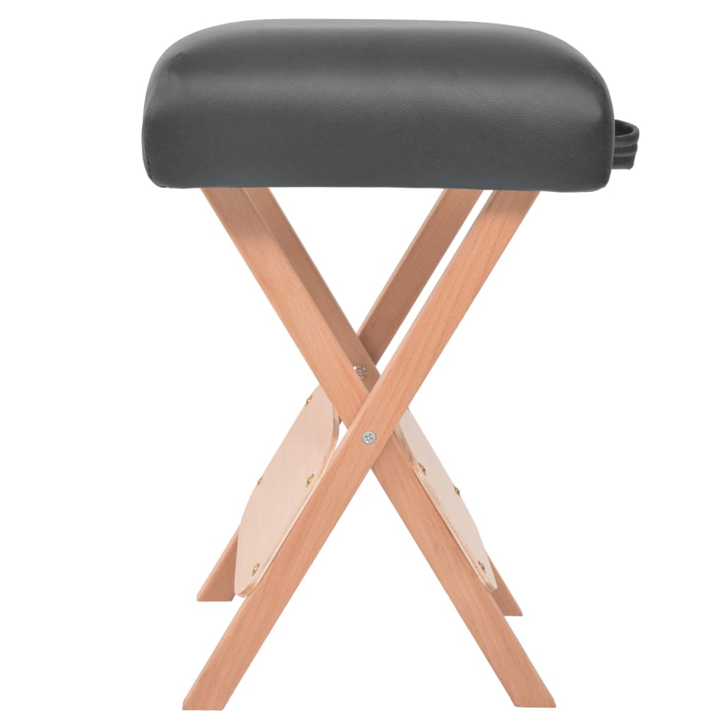Massage table 3-zone with stool foldable 10 cm seat black