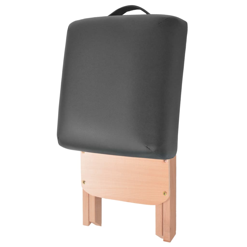 Massage table 3-zone with stool foldable 10 cm seat black
