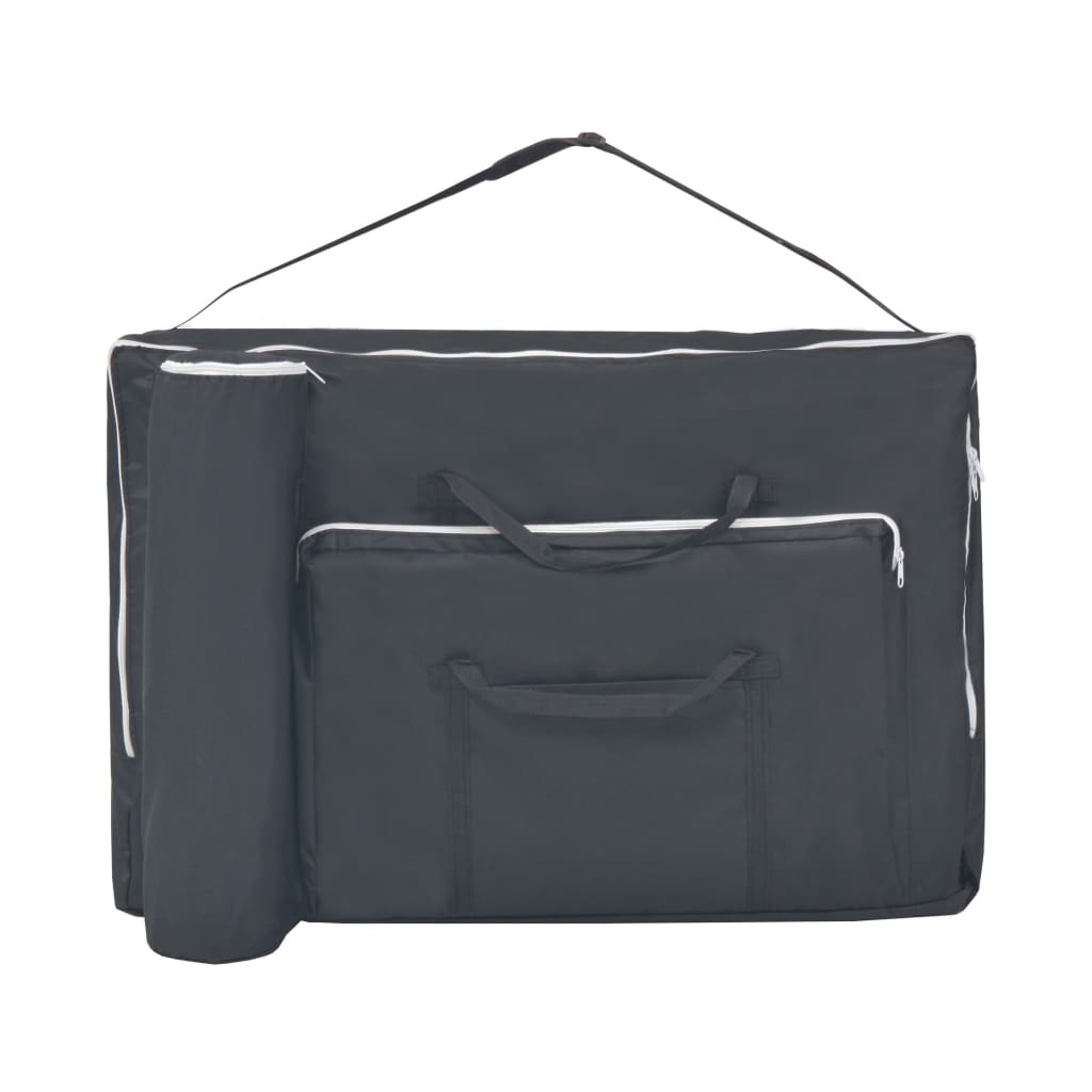 Massage table 3-zone with stool foldable 10 cm seat black