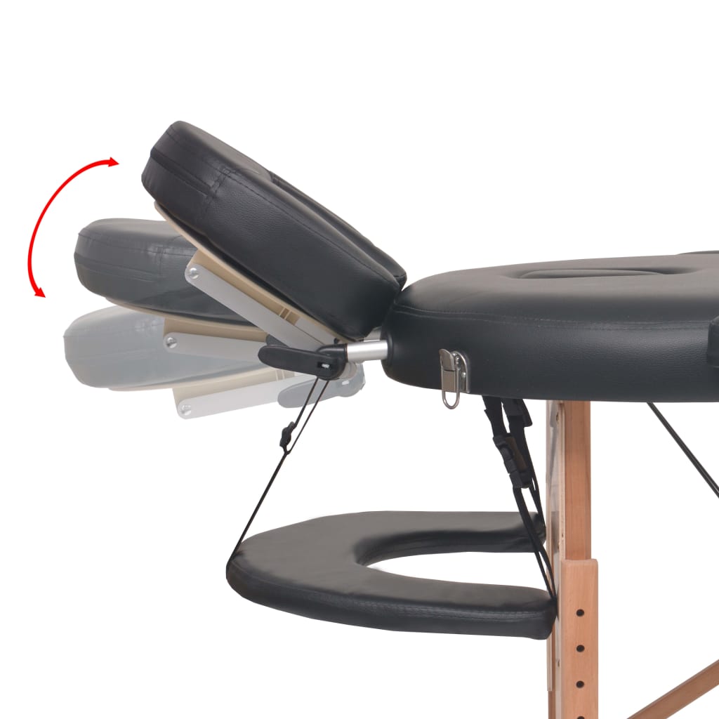 Massage table foldable 4 cm padding 2 neck rolls black