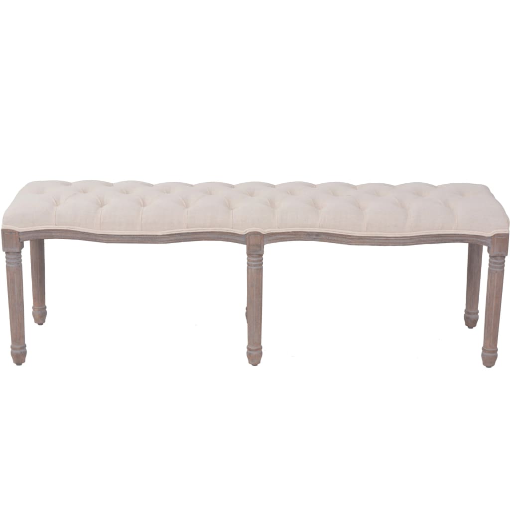 Bench linen solid wood 150 x 40 x 48 cm cream white