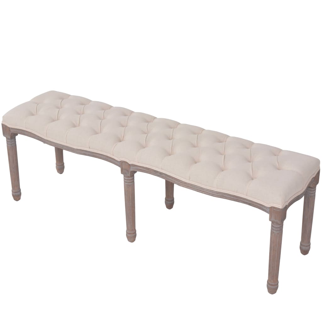 Bench linen solid wood 150 x 40 x 48 cm cream white