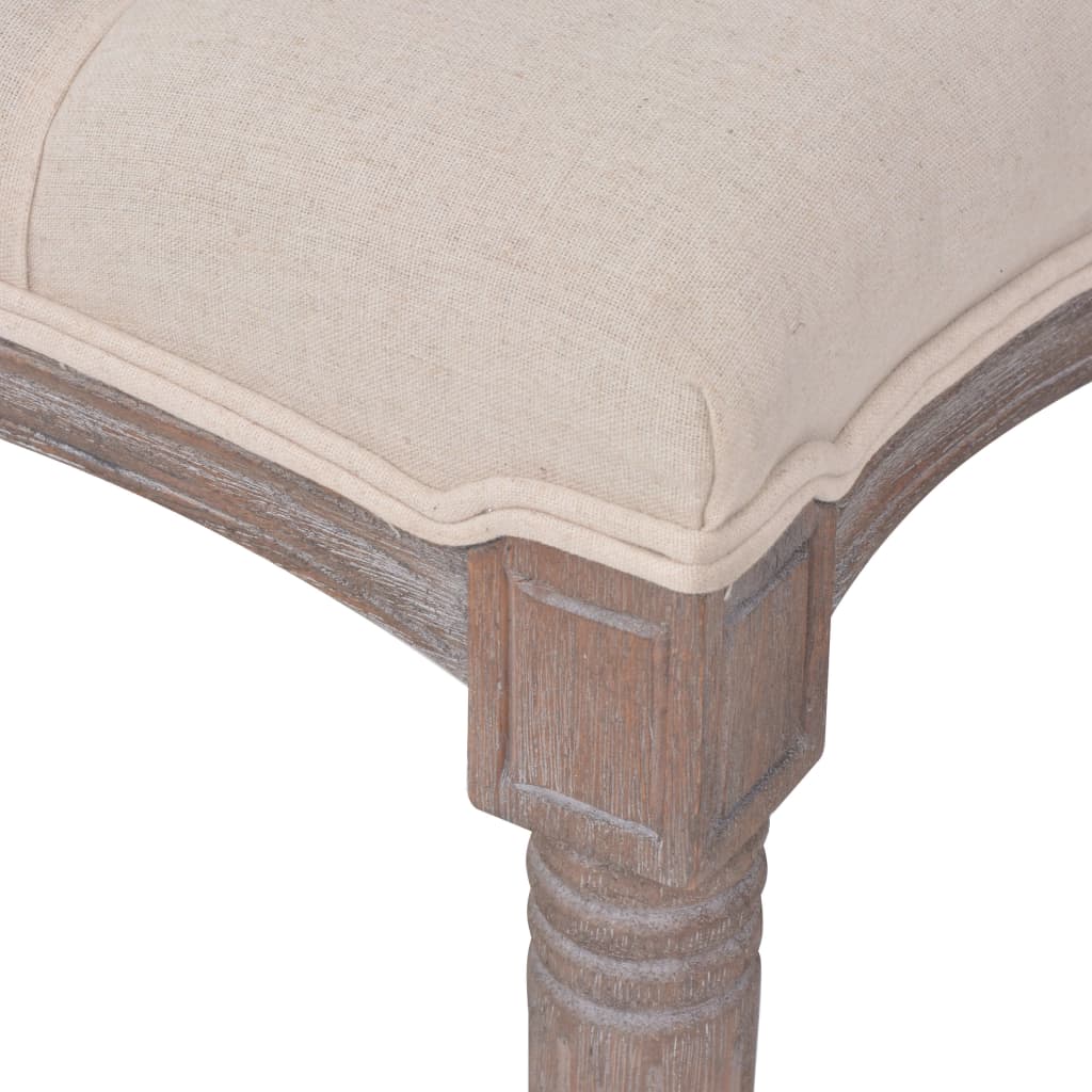 Bench linen solid wood 150 x 40 x 48 cm cream white