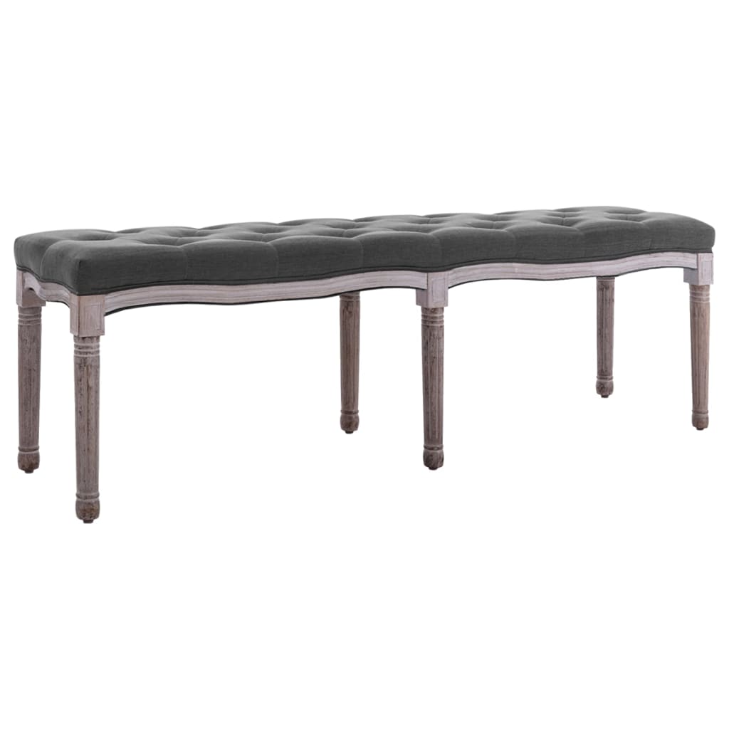 Bench linen solid wood 150x40x48 cm dark grey