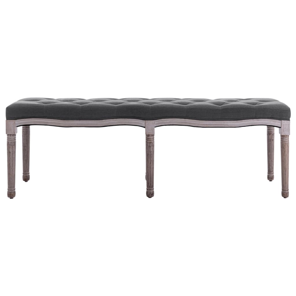 Bench linen solid wood 150x40x48 cm dark grey