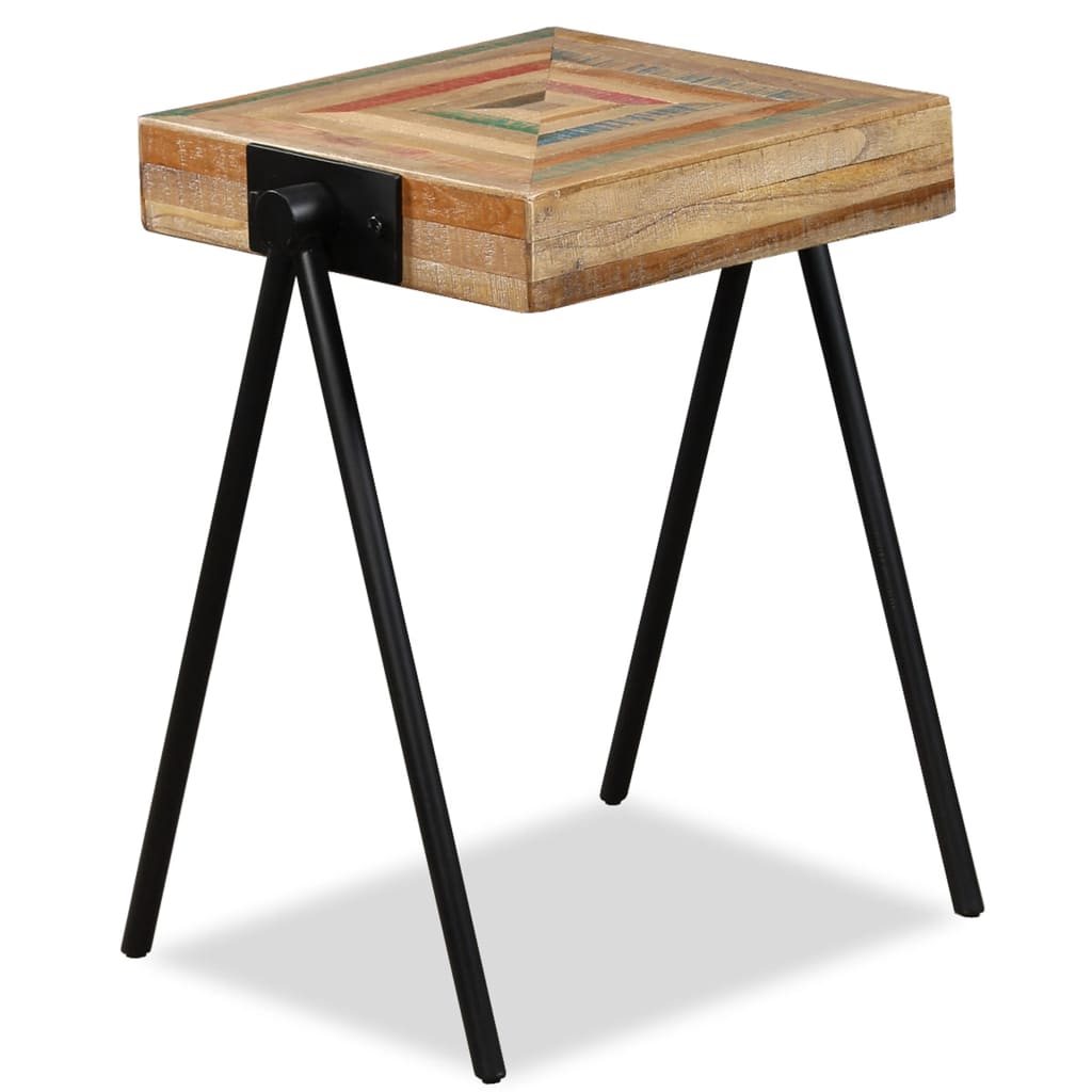 Side table made of recycled solid teak wood