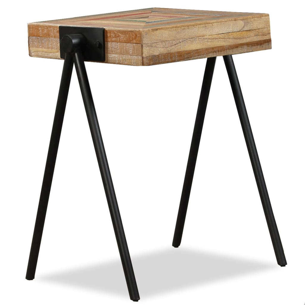 Side table made of recycled solid teak wood