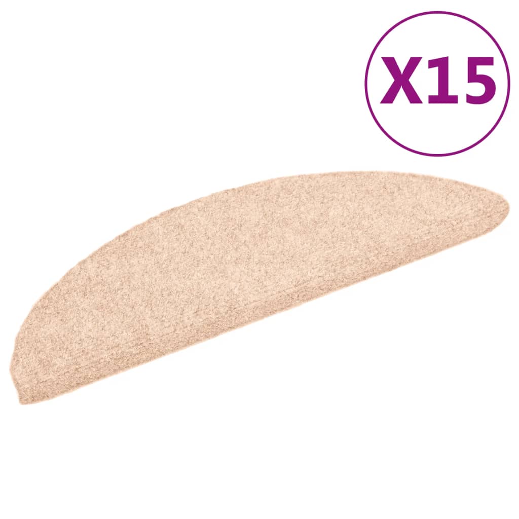 15 pcs. Self-adhesive stair mats needle felt 56x17x3cm cream