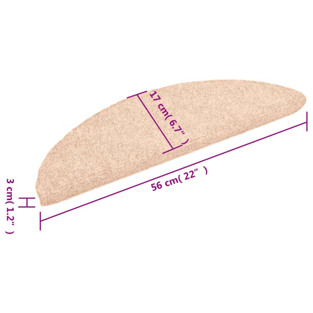 Stufenmatten Selbstklebend 15 Stk. 56x17x3 cm Hellbraun Halbrund