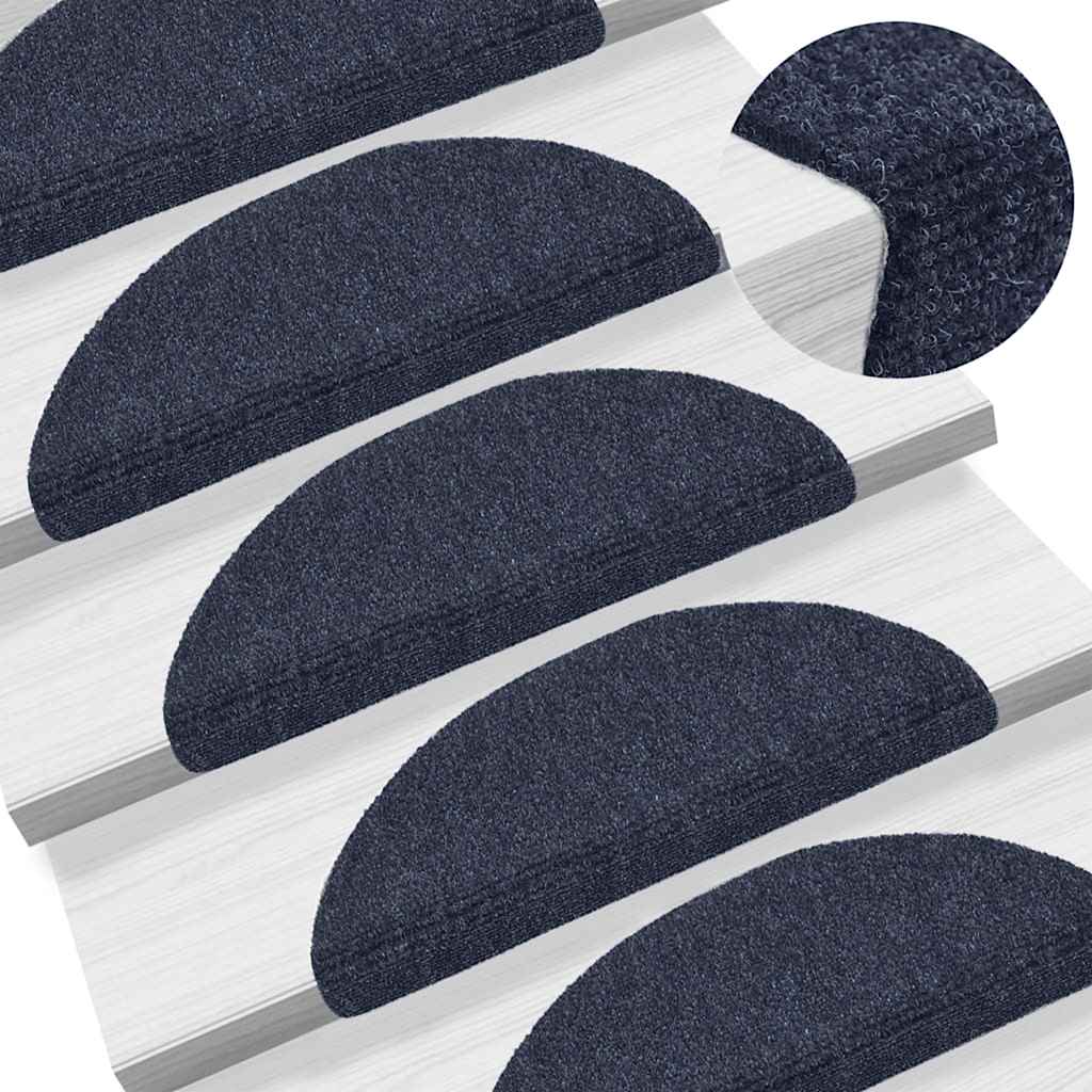 15 pcs. Self-adhesive stair mats needle felt 56x17x3cm blue