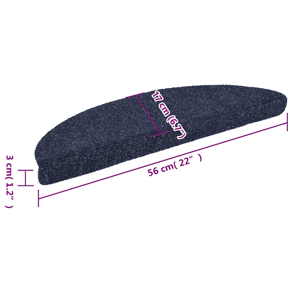 15 pcs. Self-adhesive stair mats needle felt 56x17x3cm blue