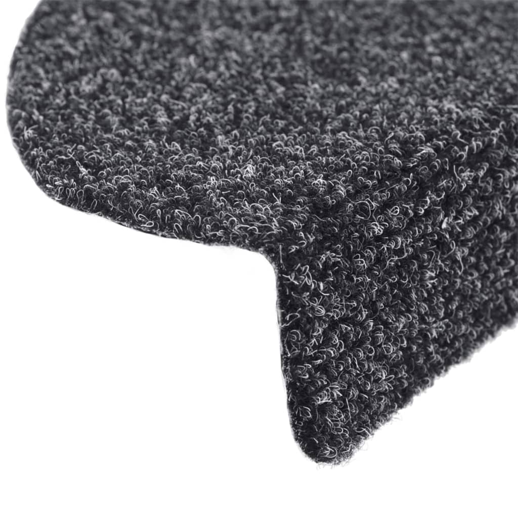 15-piece self-adhesive stair mats, needle felt, 65x21x4cm, dark green.