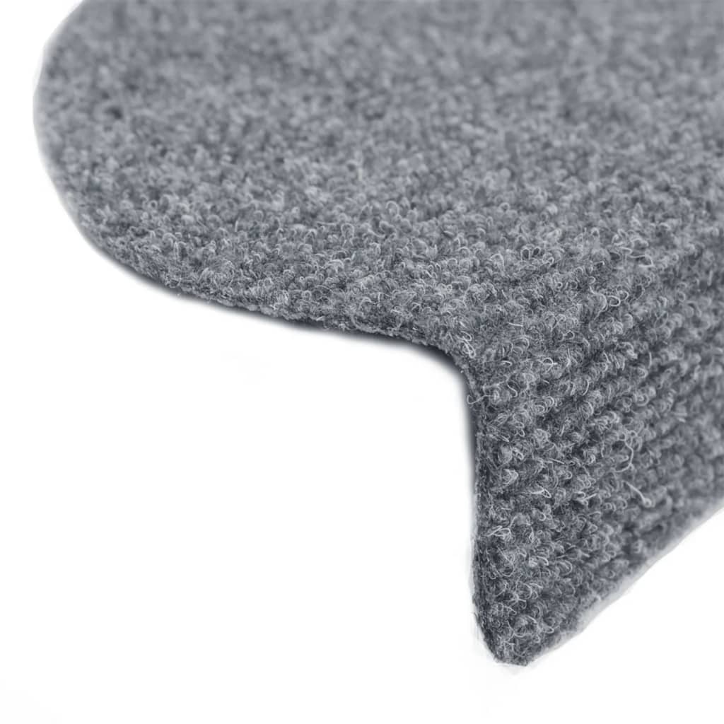 15-piece self-adhesive stair mats, needle felt, 65x21x4cm, light grey