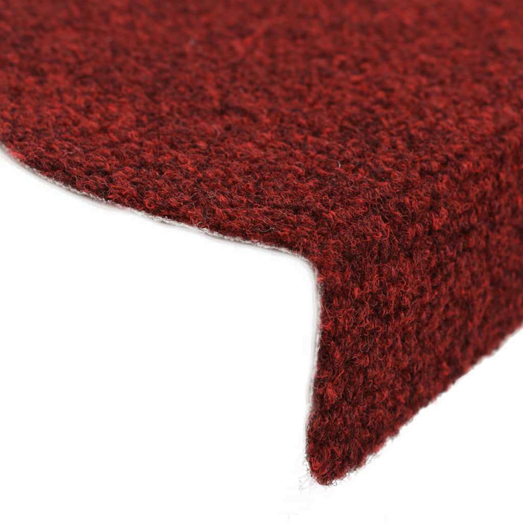 15-piece self-adhesive stair mats needle felt 65x21x4cm red