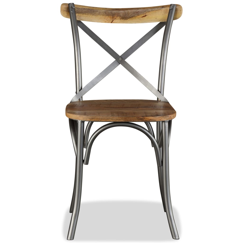Dining chairs 4 pcs. Solid mango wood and steel cross backrest