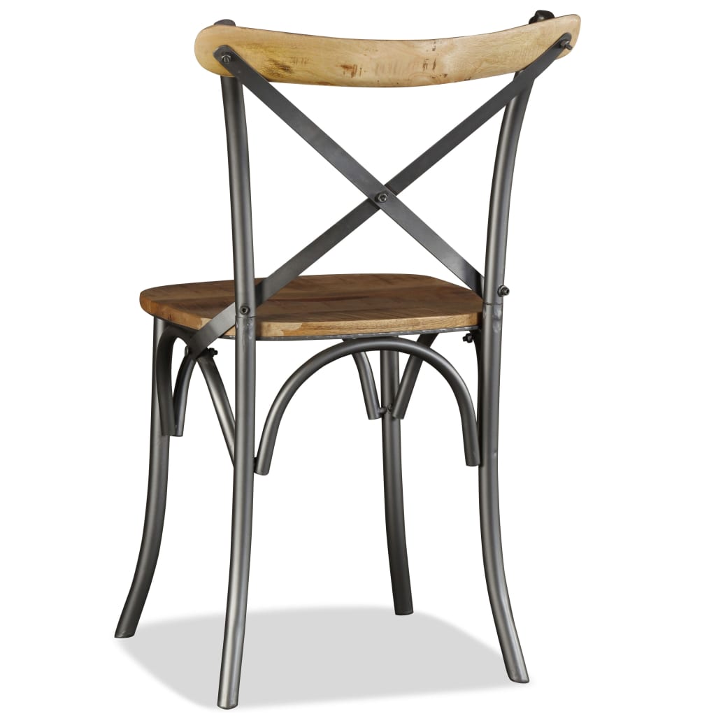Dining chairs 4 pcs. Solid mango wood and steel cross backrest