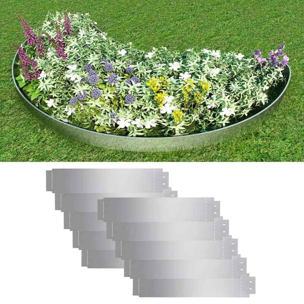Lawn edging 10 pcs. Galvanized steel 100 x 20 cm