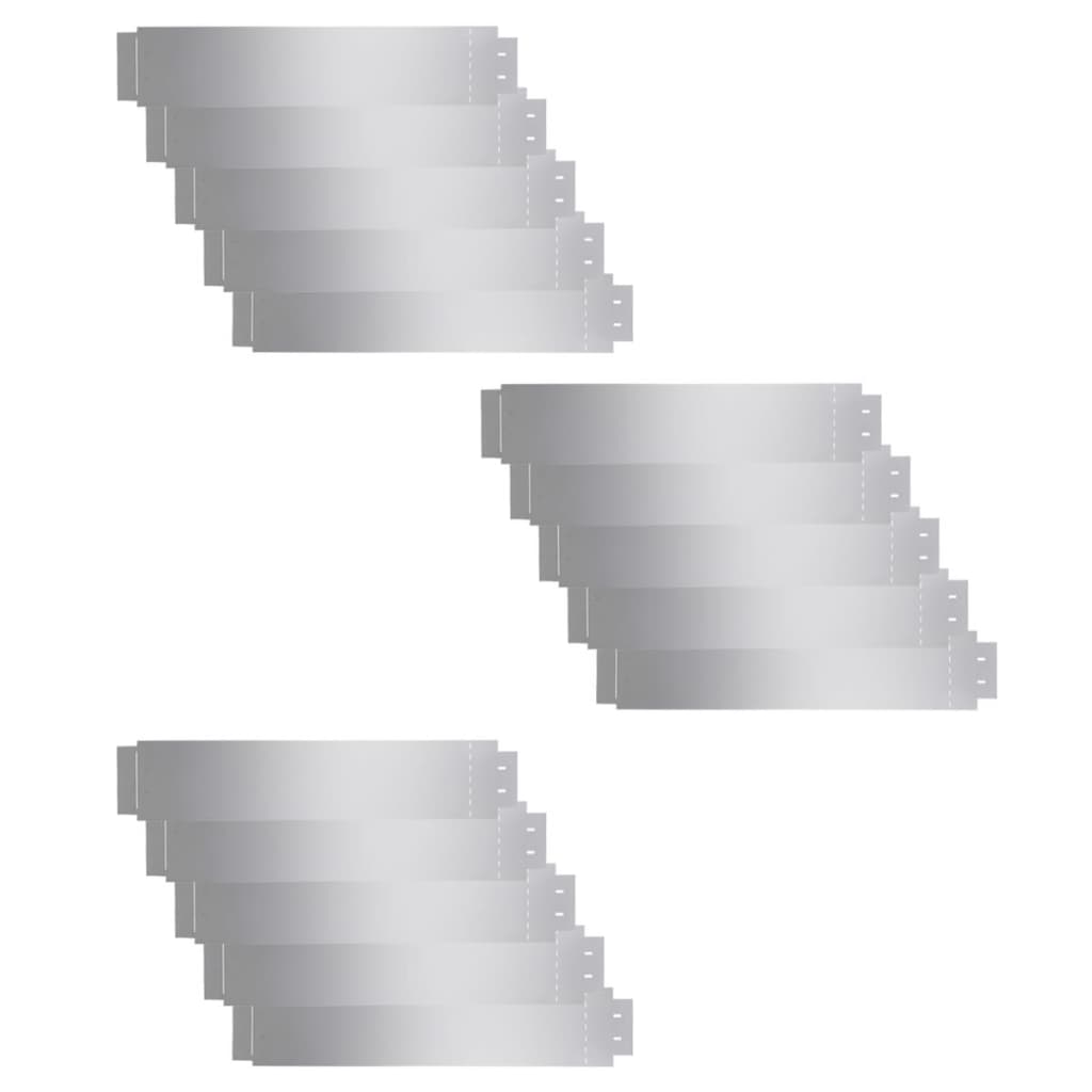 Lawn edging 15 pcs. Galvanized steel 100 x 20 cm