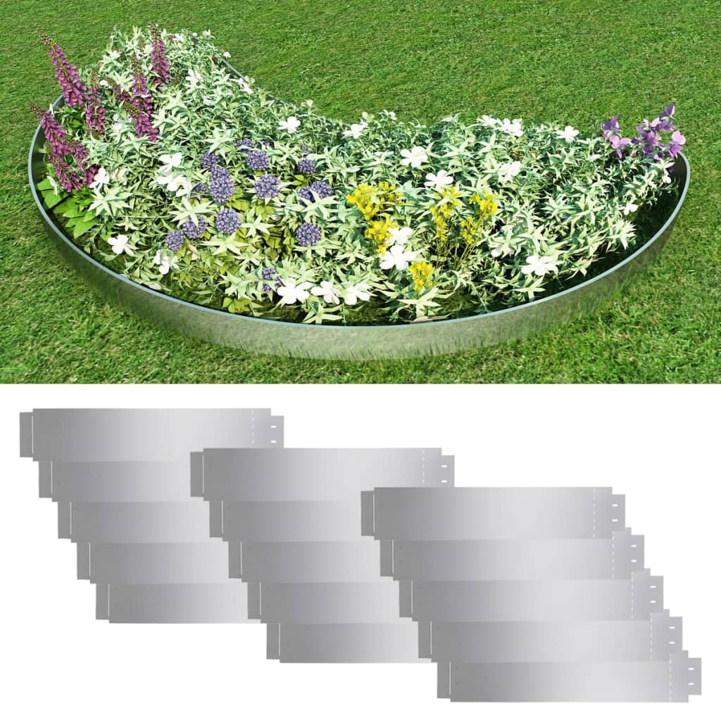 Lawn edging 15 pcs. Galvanized steel 100 x 20 cm