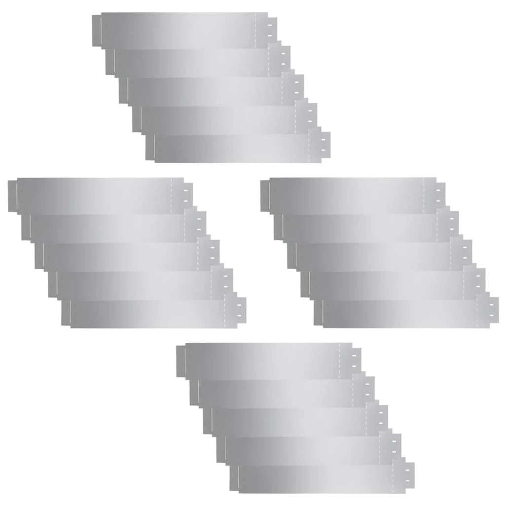Lawn edging 20 pcs. Galvanized steel 100 x 20 cm