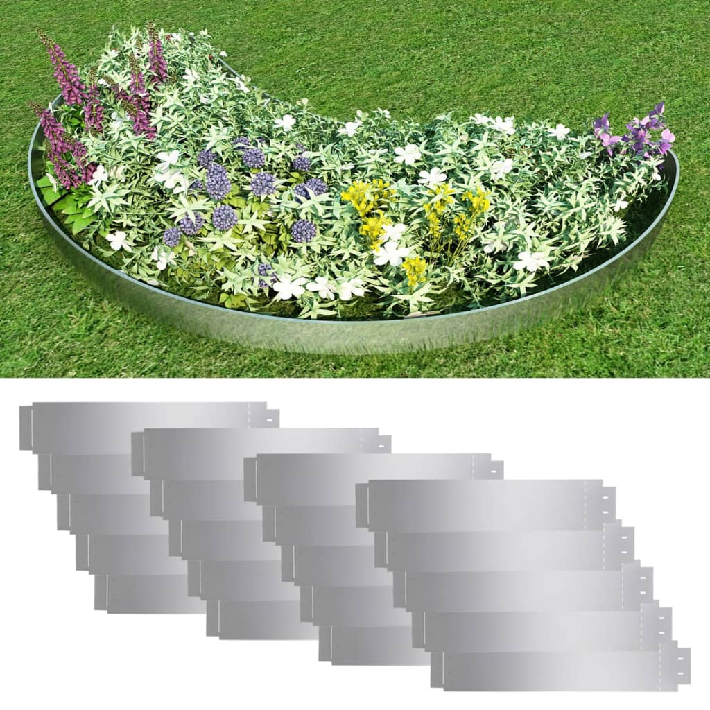 Lawn edging 20 pcs. Galvanized steel 100 x 20 cm